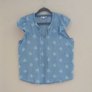 Sonoma Sky Blue‎ Floral Women's Blouse Sz S